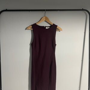 Babaton maroon / burgundy Sleeveless Mock Neck Sheath Dress